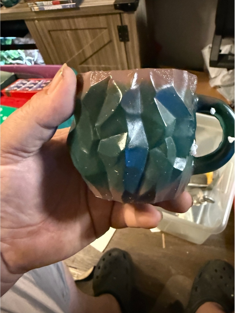 Unique Geometric Ceramic and Stainless Steel Coffee Mug